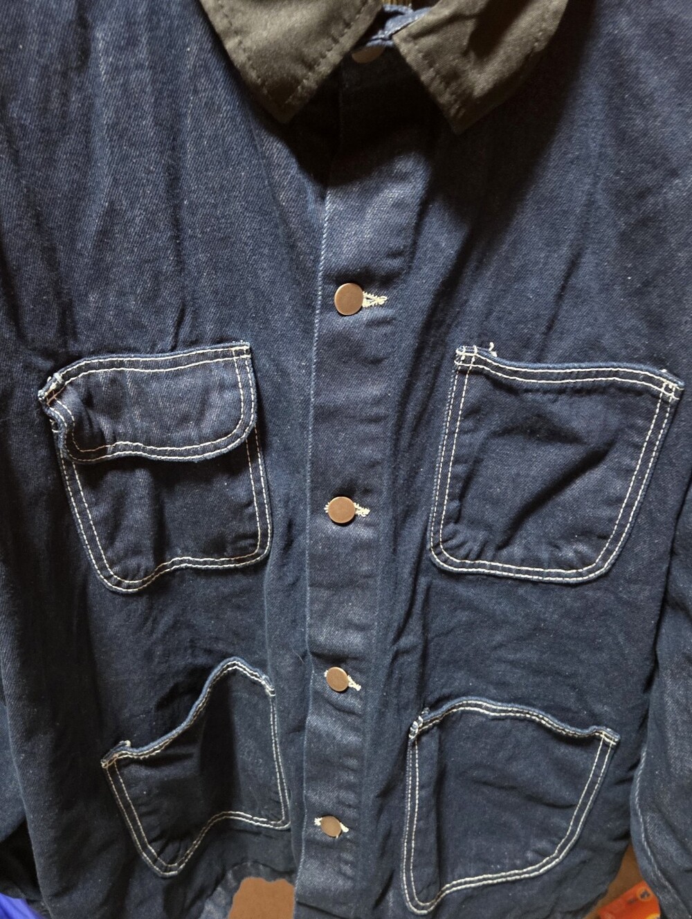 Vintage Bob Barker Denim Chore Work Prison Jean Jacket Blue Cotton Size 2XL - Picture 3 of 5